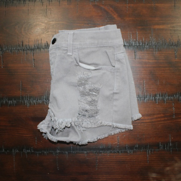 O2 Denim High Rise Gray Jean Shorts - Picture 11 of 14